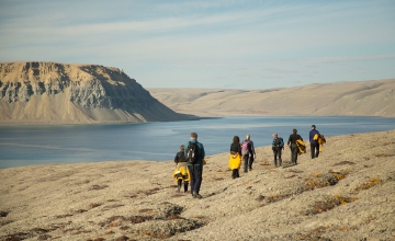Guests hiking in Radstock Bay, Nunavut in the Canadian High Arctic - Photo by Acacia Johnson