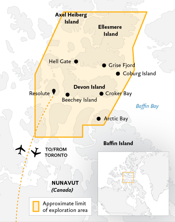 Canada’s Remote Arctic: Northwest Passage to Ellesmere and Axel Heiberg Islands Expedition Map