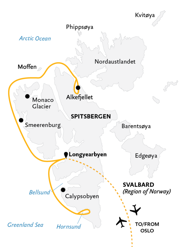 Introduction to Spitsbergen Itinerary Map