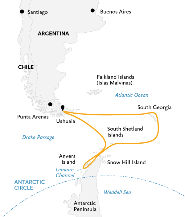 Quark Expeditions - South Georgia & Antarctica: Penguin Safari - Itinerary Map
