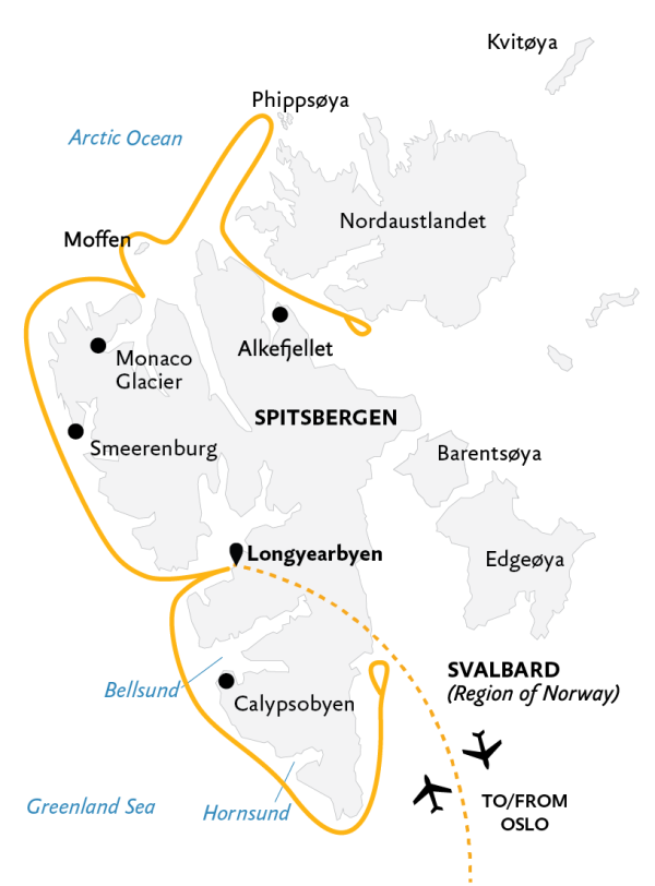 Spitsbergen Explorer: Wildlife Capital of the Arctic Itinerary Map