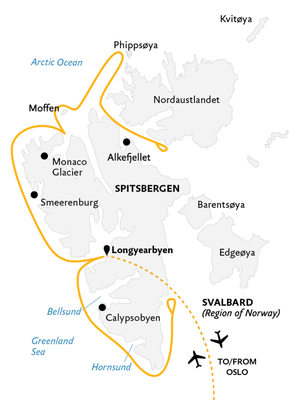 Spitsbergen Explorer: Wildlife Capital of the Arctic 2021 Expedition Map