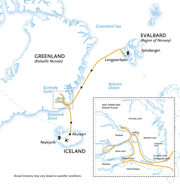 three arctic islands: iceland, greenland, spitsbergen