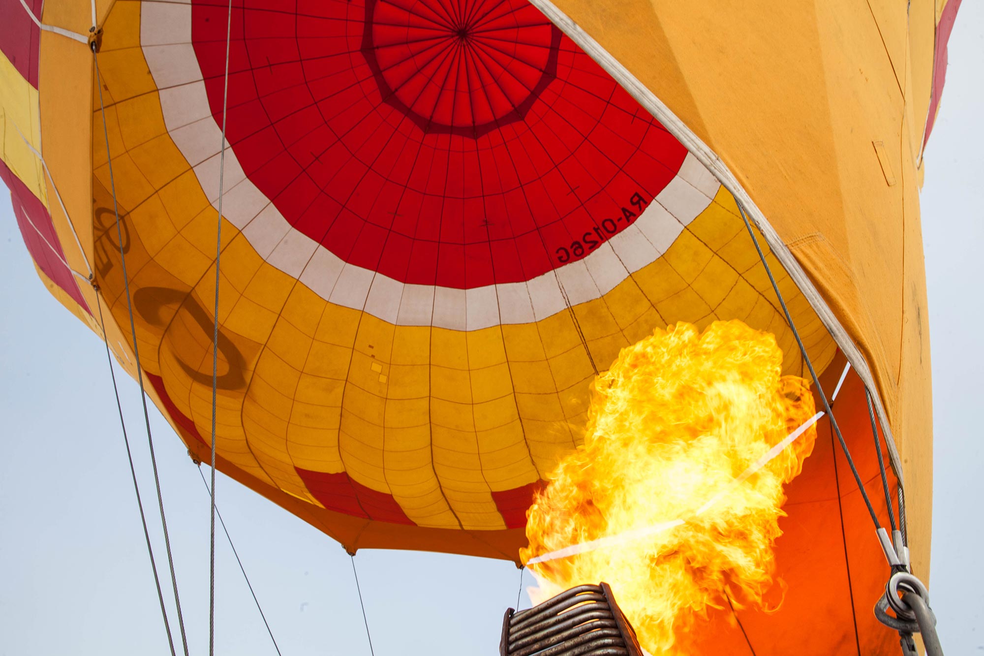 Flame inside hot air balloon