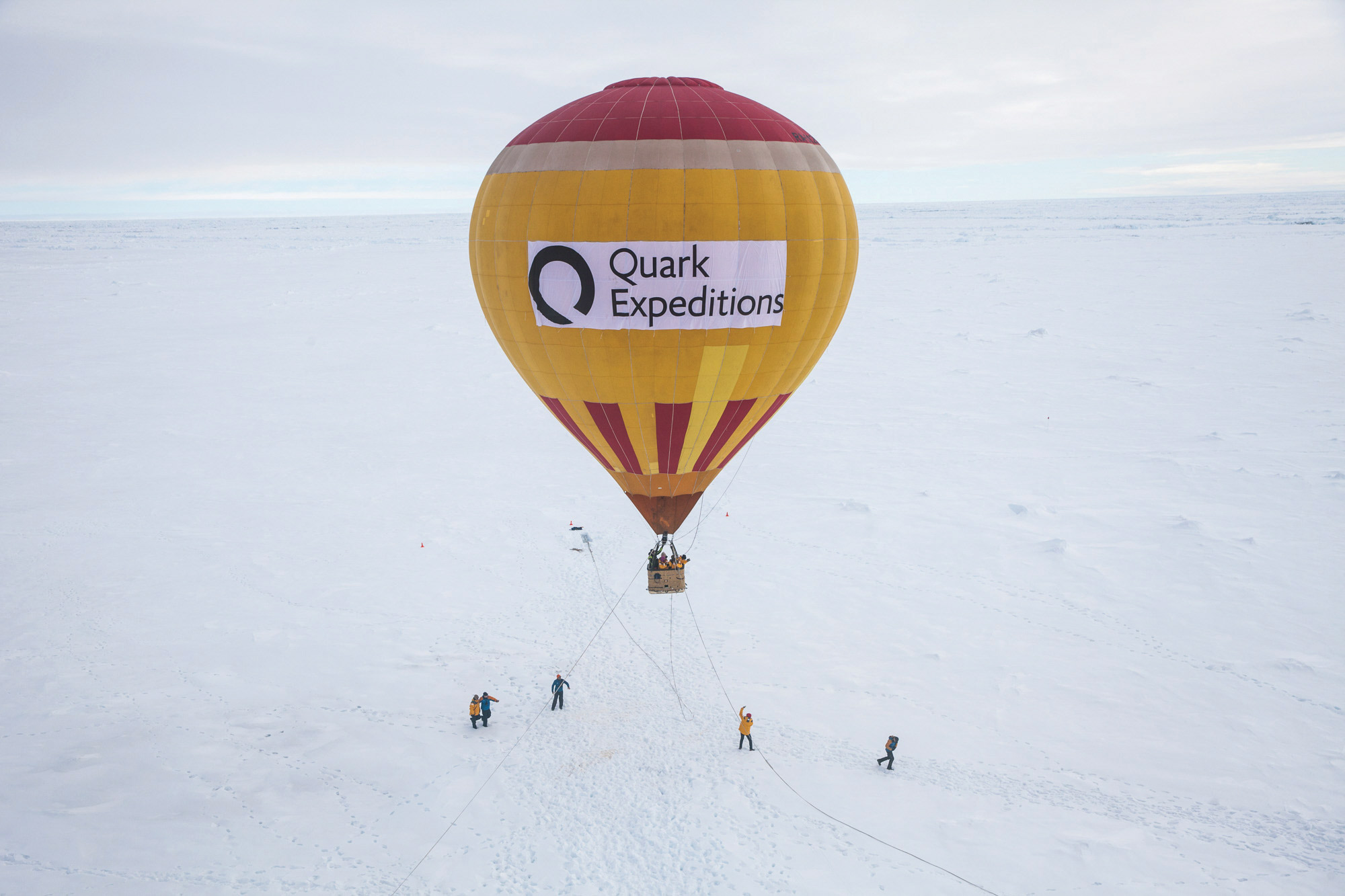 Passengers taking off in hot hair balloon